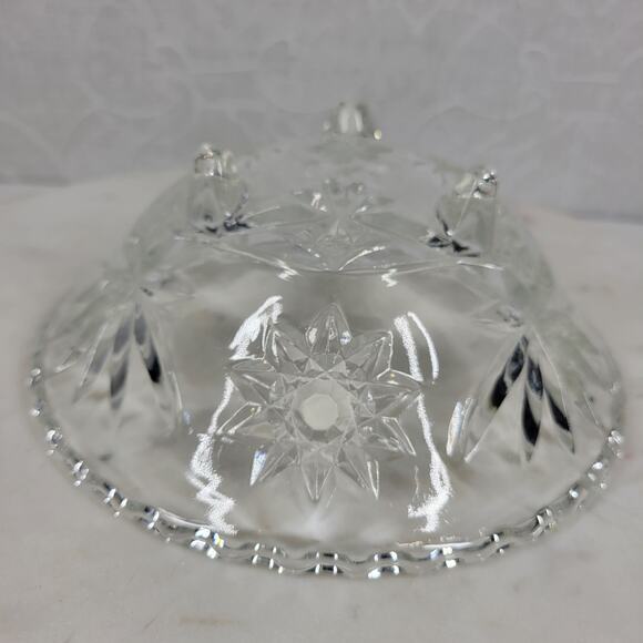 Vintage Crystal 3 Toed Footed Cut Glass Bowl 6.5"x2.5" Clear Candy Trinket Dish - Picture 7 of 16